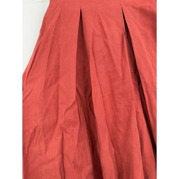 Reiss Women Pleated Midi Rust Linen Blend Skirt High Waisted Tie Waist NWT Sz 0 - Picture 2 of 8